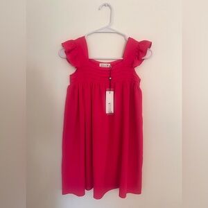 NWT- Molly Bracken Hot Pink Ruffle Sleeve Girls Dress, size 8y